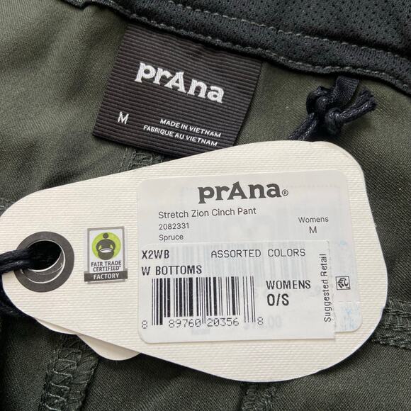 Prana Stretch Zion Cinch Pant Women's M Spruce High Rise Tapered Leg UPF 50+ - Picture 7 of 13